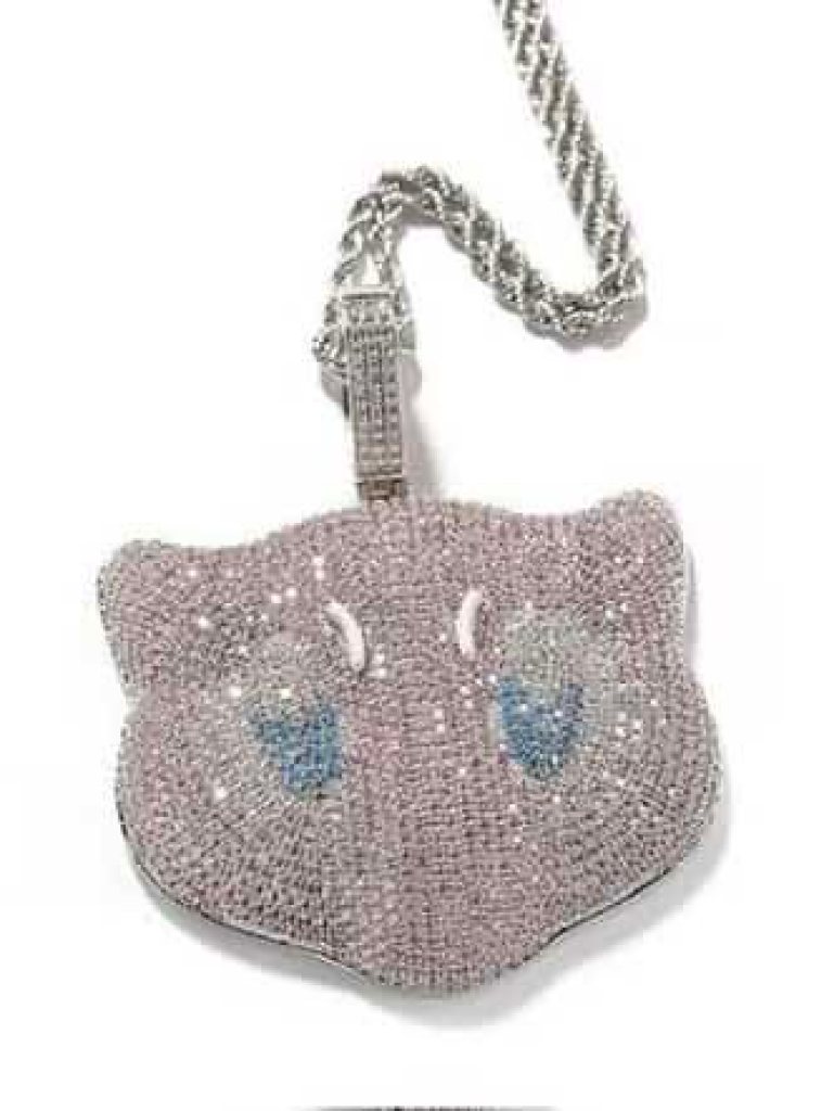 Cute Kitty Custom Cz Diamond Pendant 