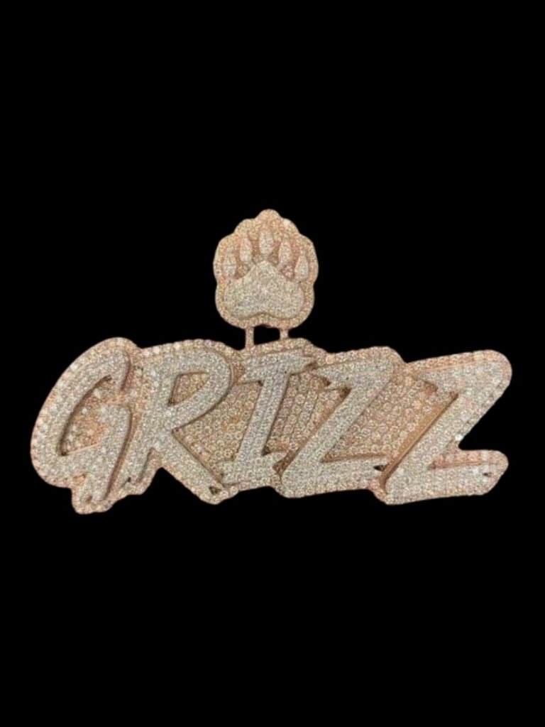 Grizz Diamond pendant , Hip Hop Grizz Pendant , 1.5 x 2.5 Inch Grizz Letter Pendant 