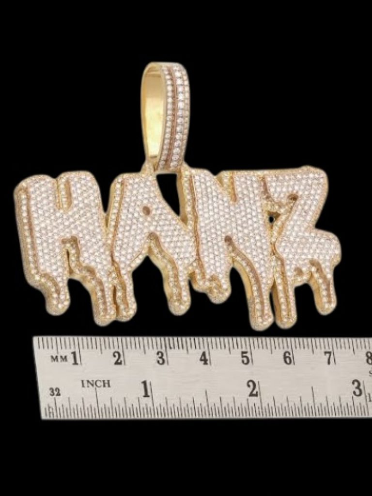 Hanz Letter Diamond Pendant , Hip Hop Hanz Pendant , Silver , Gold Personalised Pendant