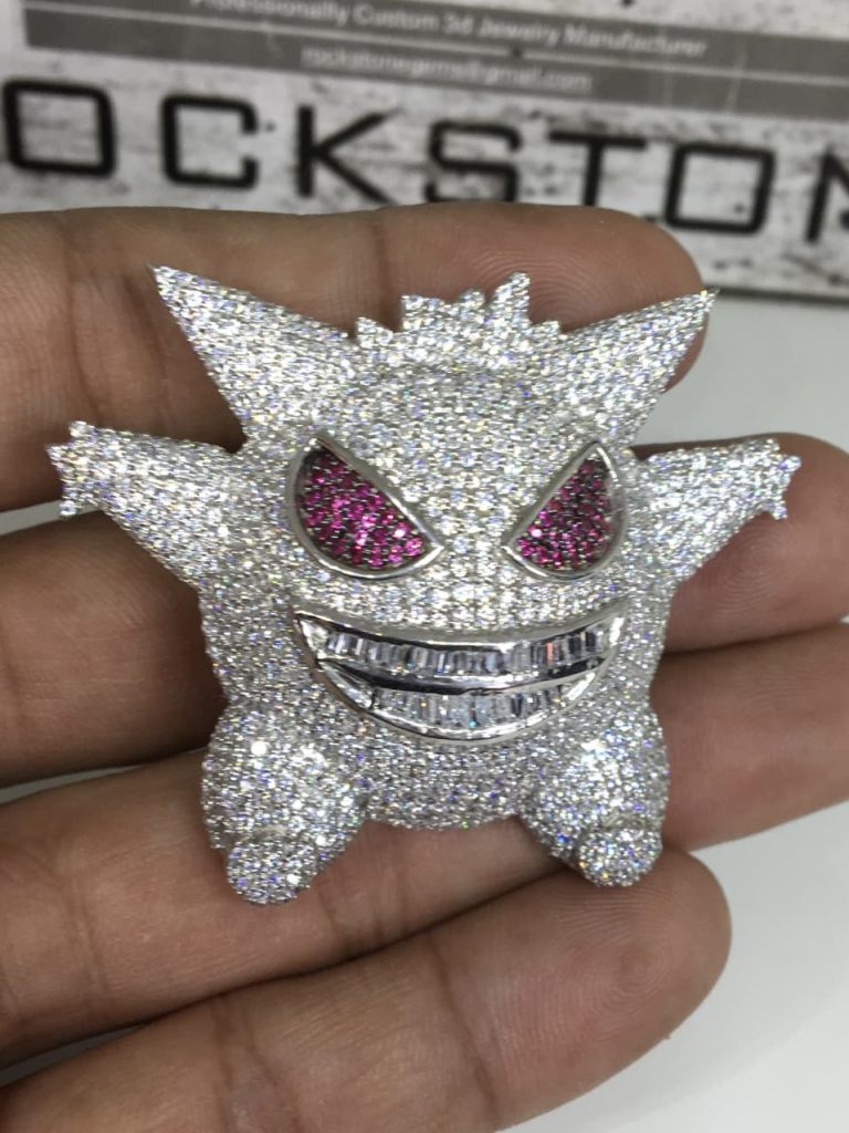 Hiphop Gengar Diamond Pendant With Baguette Teeth