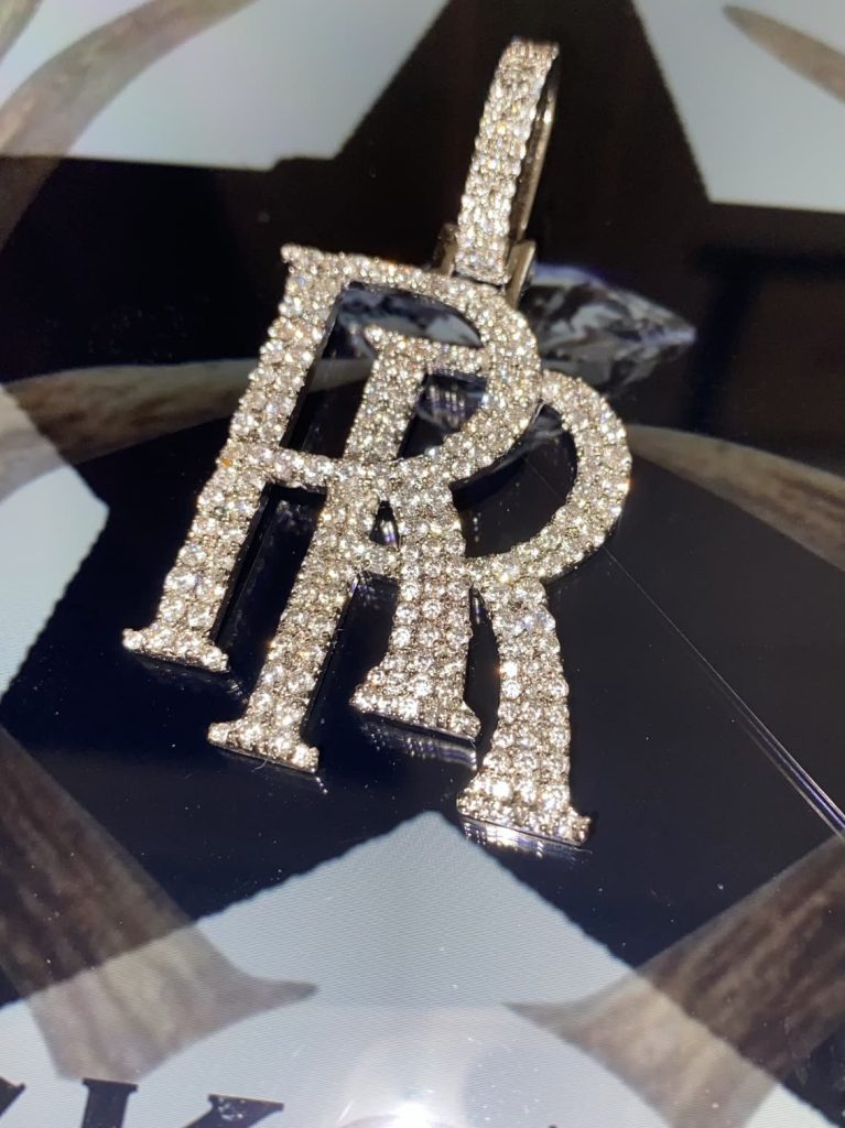 RR Rolls Royce Sign Diamond Pendant , Customisable RR Logo Pendant