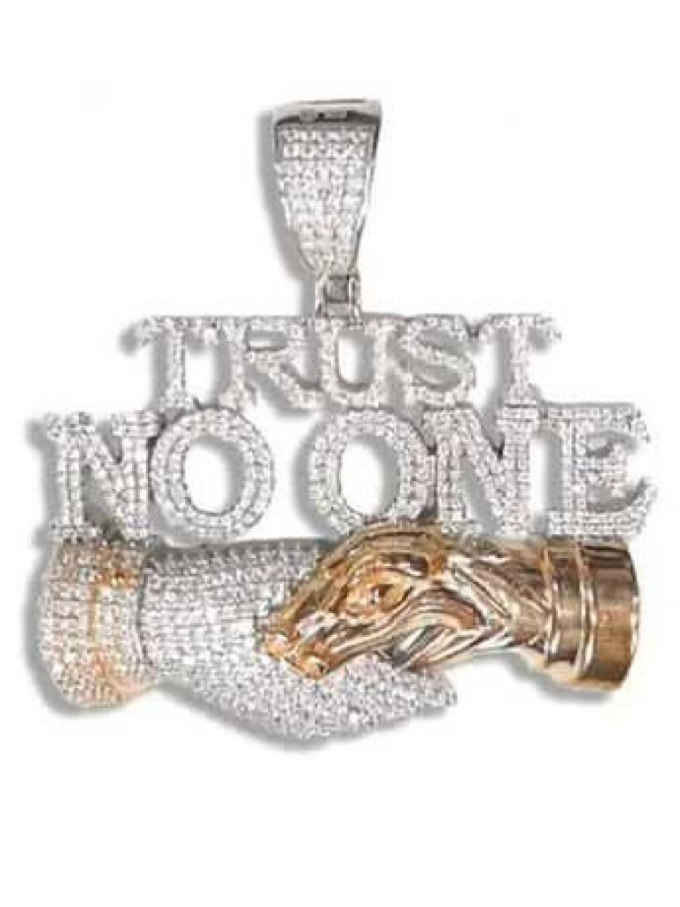 Trust No One 2.5 Inch x 2 Inch Hip Hop Pendant 