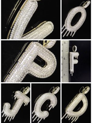 1.5 Inch Bubble Letter Diamond Pendants , A to Z Bubble Letter Diamond Pendants , Personalised Alphabets 