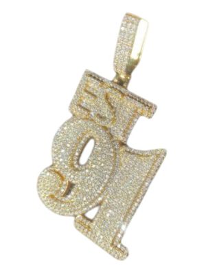 2Inch EST 91 Round Diamond Hip Hop Pendant , Rap Star , Celebrity Jewelry 0