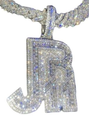 2inch JR Baguette Diamond Pendant , Rappers Jewelry , Hip Hop Celebrity Jewelry 