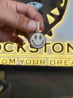 33mm Smiley Emoji Pendant With White And Black Diamonds 1
