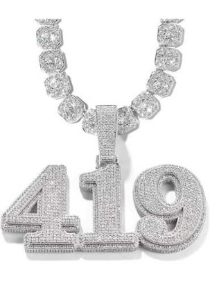 419 2 Layer Diamond Pendant , 42mm Long 