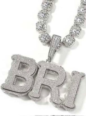 BRI Two Layer Letter Pendant , 1.6 Inch Long 