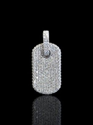 Custom Fully Iced Out Dog Tag Pendant 0