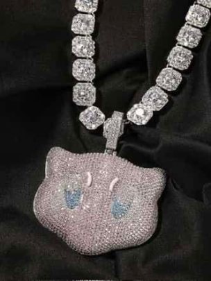 Cute Kitty Custom Cz Diamond Pendant  2