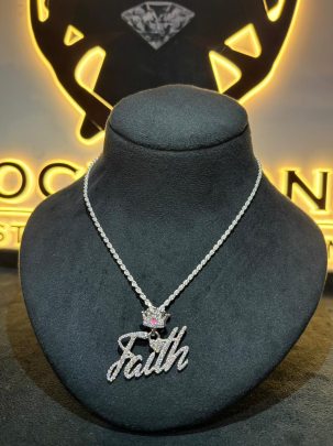 Designer Faith Cursive Letter Pendant For Her , Luxury Cursive Pendant .