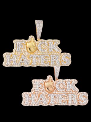 Fuck Haters Diamond Pendant , Hip Hop Stunning Diamond Pendant