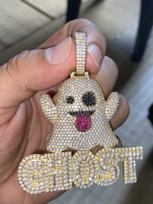 Fully Iced Out Ghost Diamond Pendant