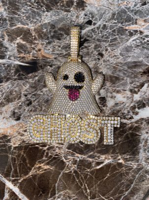 Fully Iced Out Ghost Diamond Pendant 2