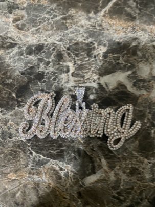 Hip Hop Cursive 2 Layer Blessing Letter Diamond Pendant , Women & Man Hip Hop Pendant 2