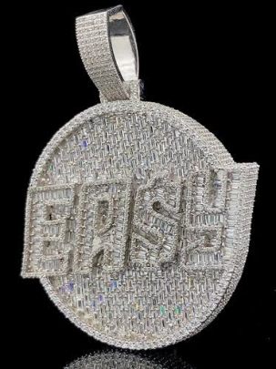 1.8Inch Hip Hop Easy Diamond Pendant , Circle Diamond Pendant , Baguette Diamond Pendant