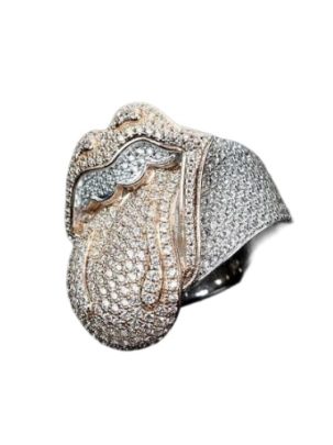 Hip Hop Tongue Diamond Ring , Celebrity Custom Ring  0