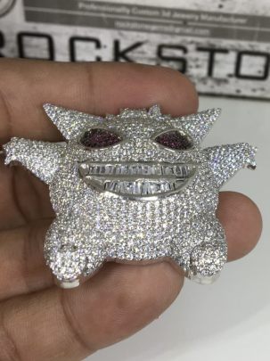 Hiphop Gengar Diamond Pendant With Baguette Teeth 1