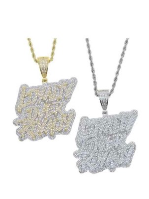 Loyalty Over Royalty Hip Hop Diamond Pendant , 2x2.5 Inch Diamond Pendant , Rose Gold - White Gold Two Tone 0