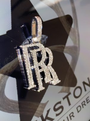 RR Rolls Royce Sign Diamond Pendant , Customisable RR Logo Pendant 0