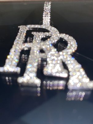 RR Rolls Royce Sign Diamond Pendant , Customisable RR Logo Pendant 2