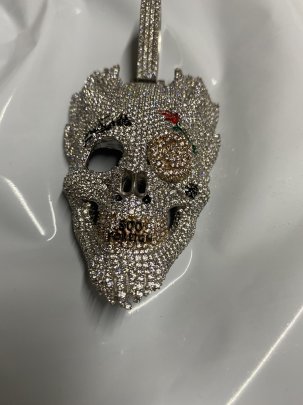 Skull Diamond Pendant , 3D Skull Pendant , Hip Hip Skull Pendant 0