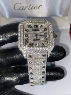 Stainless Steel Diamond Watch , Fully Iced Out Moissanite Diamond Watch , Flooded Diamond Watch