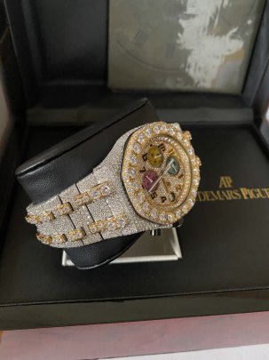 Stainless Steel Fully Iced Out Moissanite Diamonds Watch 0