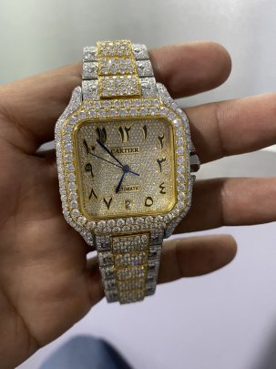 Stainless Steel Moissanite Diamond Studded Fully Iced Out Watches