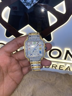 Stainless Steel Moissanite Diamond Studded Fully Iced Out Watches