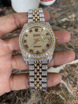 Stainless Steel Moissanite Diamond Studded Fully Iced Out Watches