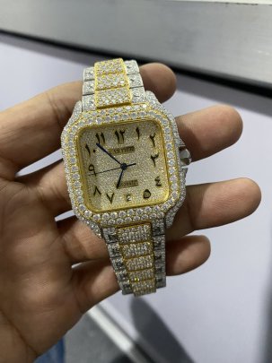 Stainless Steel Moissanite Diamond Studded Fully Iced Out Watches 0