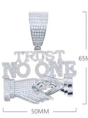 Trust No One 2.5 Inch x 2 Inch Hip Hop Pendant  0